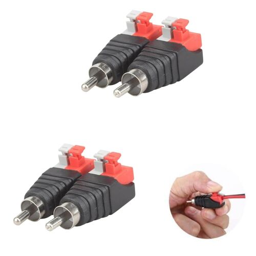 MEVRONISSHOP-Mâle Adaptateur Connecteur RCA Prise Presse,RCA Mâle vers AV Ressort Presse pour Haut-Parleur Audio,Haut-Parleur Adaptateur