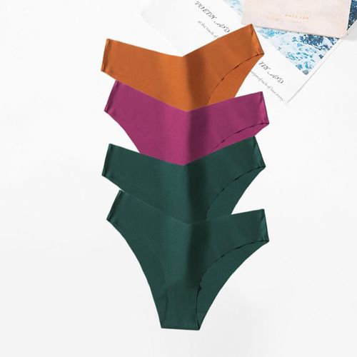 Ice Inj-Culottes Sexy Sans Couture Pour Femmes,Sous-Vêtements Féminins,Lingerie Douce Pour La Peau,Slips Simples Pour Dames,2023,Ensemble De 4 Pièces