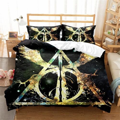 Housse De Couette 200x200 Parure De Lit Queen Size Parure De Lit 2 Personnes Avec Magic Harry Potter Parure De Lit En Microfibre Avec 2 Taies D'oreiller, Hp