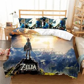 Parure De Lit Réversible The Legend Of Zelda Avec Housse De Couette Et Taies D'oreiller, Aspect Lin Et Coton De Qualité Supérieure.
