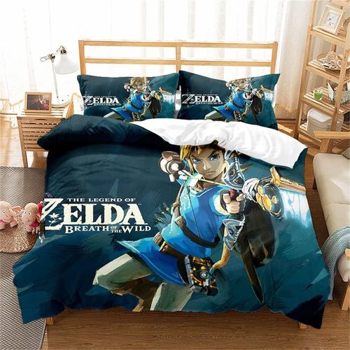 Housse De Couette 200x200 Parure De Lit Queen Size 2 Personnes Avec Housse De Couette Et 2 Taies D'oreiller, The Legend Of Zelda