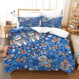 Parure De Lit Pour Enfant Avec Housse De Couette Et Taie D'oreiller Motif Hibou Et Dessin Anime