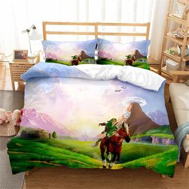 Housse De Couette 200x200cm Élégante - Parure De Lit The Legend Of Zelda Avec Fermeture Éclair - Housse De Couette Microfibre Avec 2 Taies D'oreiller 65x65 Cm, Zelda