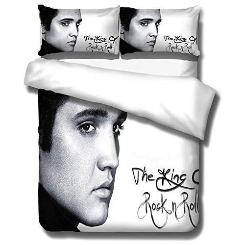 Parure De Lit Blanche Elvis Presley Imprimée En 3d, Housse De Couette Confortable Avec Taies D'oreiller, Linge De Lit, Linge De Maison