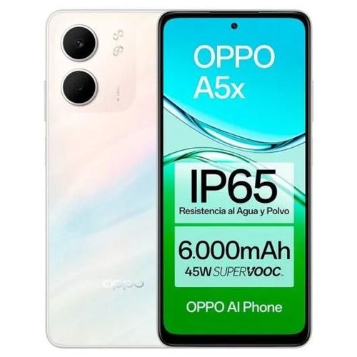 Smartphone OPPO A5x 4GB 128GB Smartphone 6.67" HD+ 45W 6000mAh Resistente IP65 Android 15 Blanco