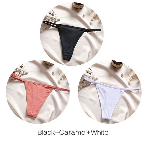Finetoo 3 Pièces/Ensemble Sexy Taille Basse Tongs Femmes Bikini Culottes T-Back Caleçons M-Xl Femme String Culotte Dames String Lingerie