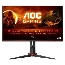 AOC Gaming Q27G2U/BK - G2 Series - écran LED - jeux - 27" - 2560 x 1440 QHD @ 144 Hz - VA - 250 cd/m² - 3000:1 - 1 ms - 2xHDMI, DisplayPort - noir texturé, rouge texturé