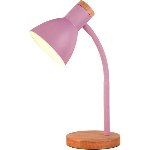 Kal-- Lampe De Bureau Argos | Design Avec Bois | Idéale Pour Bureau Et Chambre | Nécessite 1 Ampoule E-27 (Ampoule Non Incluse) (Rose)