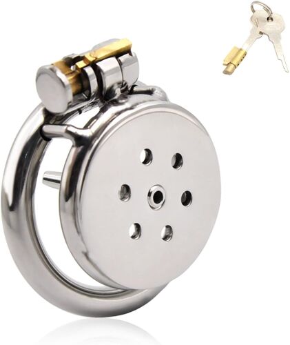 Cage De Chasteté En Métal,Cage À Pénis Avec Dilatateur Urétral Ceinture De Chasteté Jouets Sexuels Sm Bondage Pour Hommes (M+50mm Anneau).[K280]