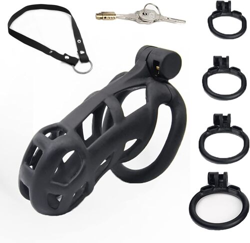 Cb-B1 Ceinture De Chasteté À Cage À Pénis Avec 4 Anneaux De Pénis Pour Hommes-Anneau De Pénis Petite Cage Pénis Jouets Sexuels Fétichistes (Standard)