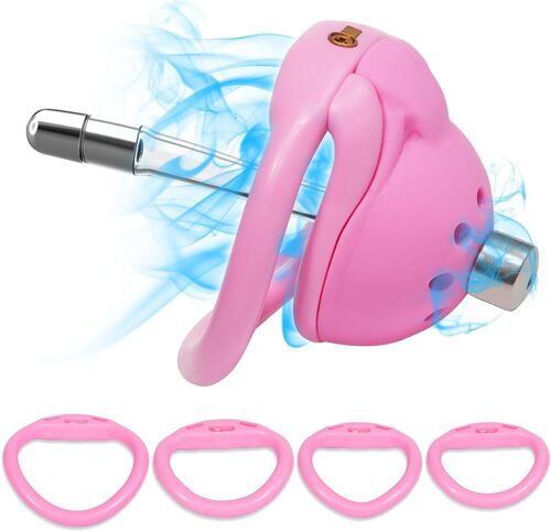 Petite Cage À Bite Avec 4 Anneaux De Pénis Et Dilatateur Urétral En Silicone Cage À Pénis Imprimée En 3d Jouets Sexuels Chastity Cage Homme Bdsm Esclave Fers & Bondage (Arc-Ring+Dilator,Pink)