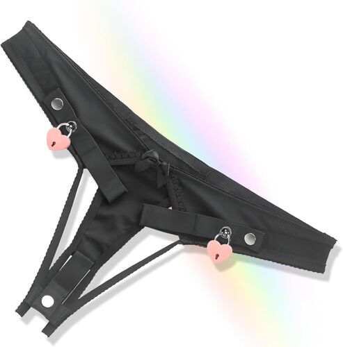 Chastity Panties En Forme De Coeur Avec Sissy Chastity Cage Rose Ceinture De Chasteté Anti-Off En 2 Tailles Jouets Sexuels Pour Adultes Pour Hommes Formation Du Pénis (L,Black)