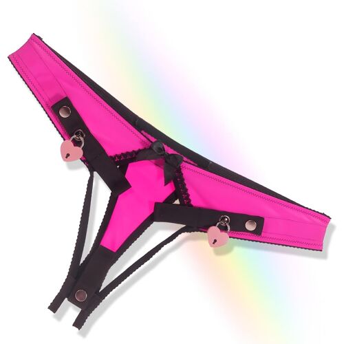Chastity Panties En Forme De Coeur Avec Sissy Chastity Cage Rose Ceinture De Chasteté Anti-Off En 2 Tailles Jouets Sexuels Pour Adultes Pour Hommes Formation Du Pénis (M,Pink)