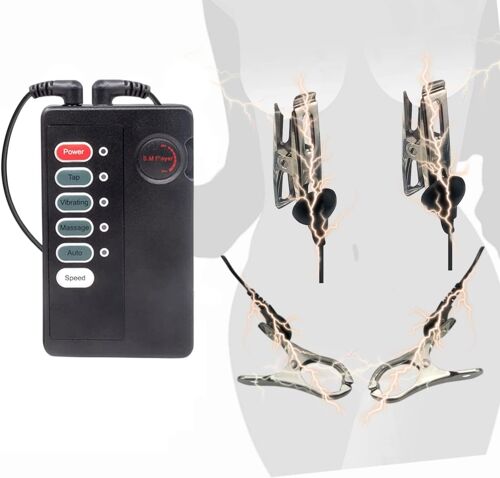 Électrostimulation Pinces À Tétons Extreme Bondage Set,Contrôleur Pour Électrostimulation,Double Sortie Hôte Fort,Jouet Sexuel Sm-Pour Femmes,Hommes Et Couples
