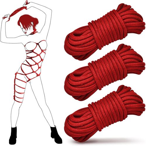 Corde De Contraintes Bondage Bdsm-3x10m Cordes En Coton Pour Débutants En Bdsm,8mm Cordes Shibari Kit De Contraintes Bondage Bdsm Jeu Fétiche Sm Jouets Sexuels Pour Femmes Couples(Rouge)