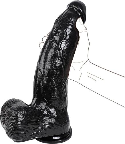 33 Cm Gode Xxl Réaliste Large Avec Tige Épaisse, 7 Cm Diamètre Noir Godemichets Enorme Avec Ventouse Puissante, Jeu Anal Mains Libres, Gode Anal Sex Toy Stimulateur Du Point G Pour Homme Femme Gay