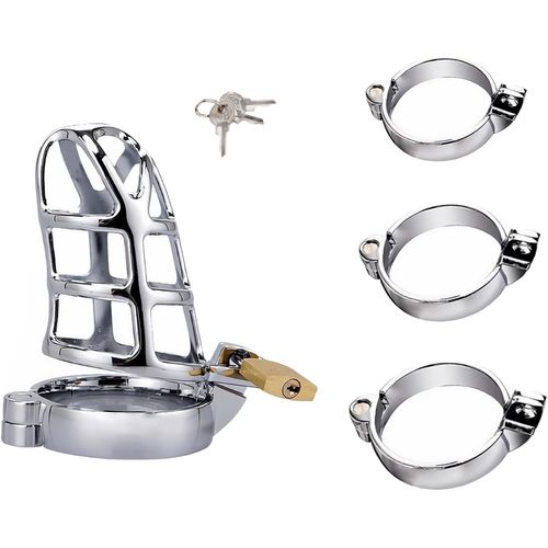 Cage À Pénis Avec 3 Sextoys Cock Ring De Différentes Tailles, Chastity Cage Homme Métal Cage De Chasteté Ventilée Bdsm Bondage Fétiche Sex Toy Pour Homme (Full Set)
