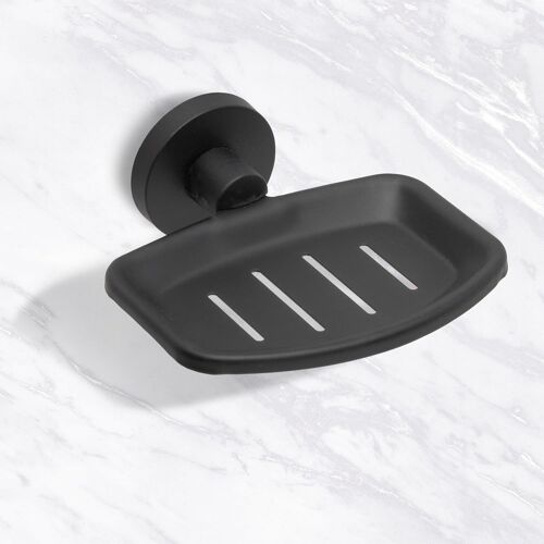 Porte-Savon Mural Adhésif en métal Noir-Design Moderne-Pas Besoin de Perçage-Pour Salle de Bain,Douche,Cuisine,Maison-Porte-Savon ou Éponge-Coquille