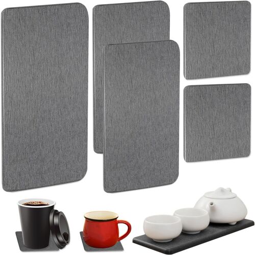 5 Pièces Plateau en Pierre Absorbant l'eau pour Évier,Porte Savon Diatomite Porte Savon,sous-Verres en Diatomite Absorbant l'eau Décomposition des Odeurs pour Salle De Bain,Gris