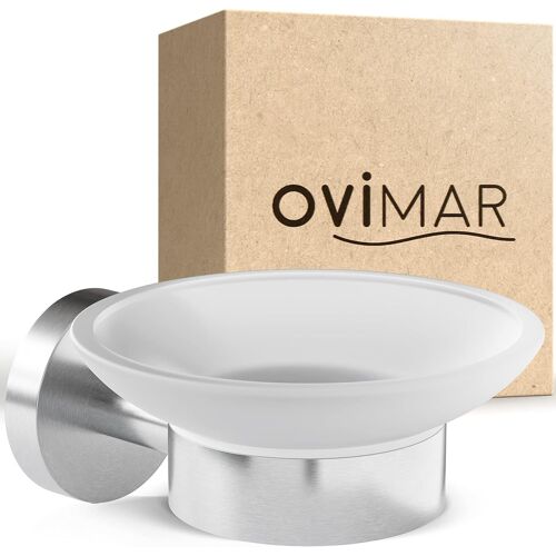 Porte-savon OMO|avec support pour montage mural|acier inoxydable|argent|pour percer|verre amovible pour la salle de bain ou la cuisine comme porte-savon pour le rangement