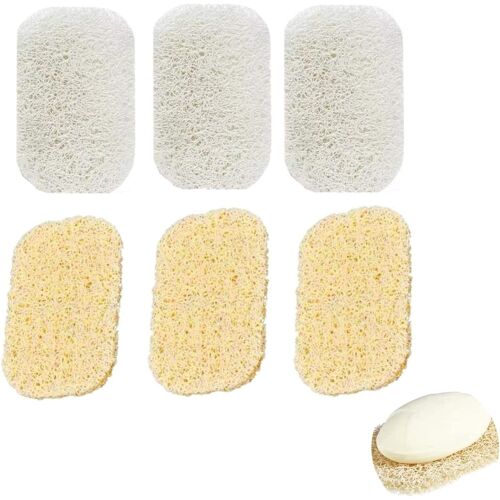 Antidérapant Tampon de Savon,Porte Savon Écologique,6 Pièces Luffa Naturel,Support de Douche Repose Laiteux pour Empêcher la Croissance des Bactéries de Salle de Bain