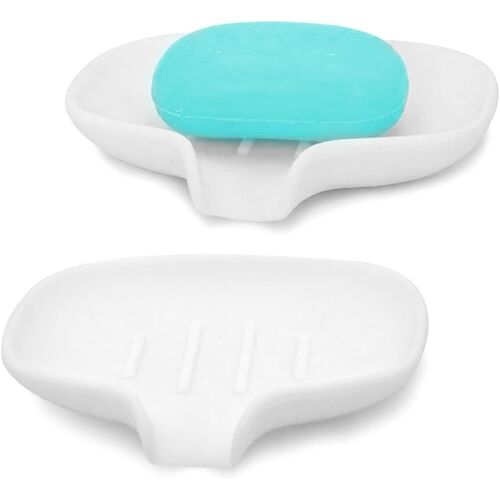 FZH-02 Lot de 2 porte-savon de voyage en silicone Blanc