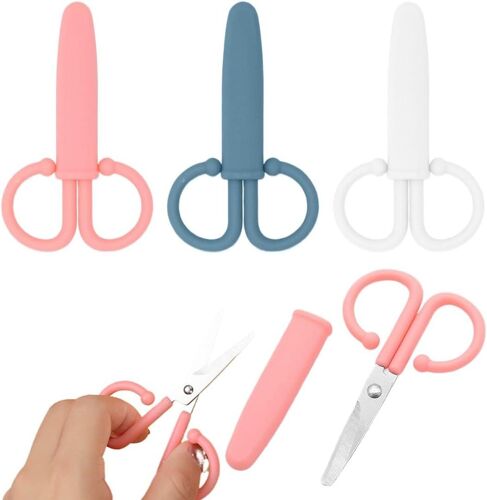 Lot De 3 Ciseaux Enfants Avec Housse De Protection,Poignées Confort Ciseaux Pour Enfants,Ciseaux De Sécurité Pour Enfants Pour Le Découpage Diy Decoupage,