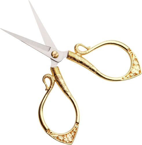 Kalanka-Ciseaux Vintage Dorés En Acier Inoxydable - Ciseaux À Coudre - Petits Ciseaux Tranchants Pour Tissu - Ciseaux De Bricolage Pour Broderie, Couture, Artisanat Et Bricolage