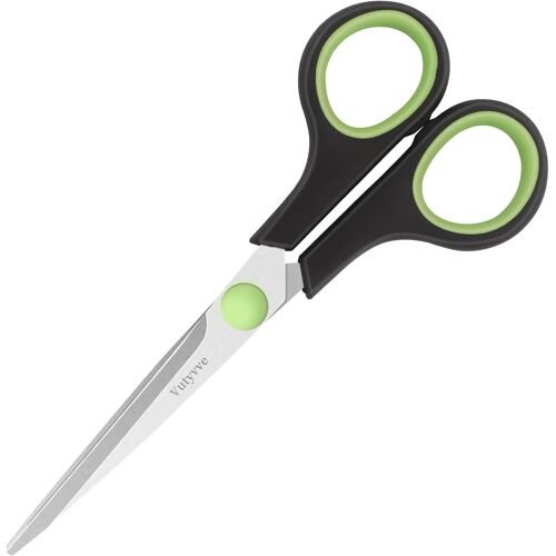 Ciseaux,Lames En Acier Inoxydable Soft Grip Pour La Maison,L'école,Le Bureau,Noir Et Vert,15,2 Cm