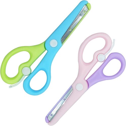 Mevronisshop-2 Pcs Ciseaux Enfants,Ciseaux De Sécurité Pour Enfants 3 Ans, Ciseauxs Formation Préscolaire,Ciseauxs À Bouts Arrondis,Pour L'artisanat La Conception Créative,À Partir De 3 Ans (Green+Pi