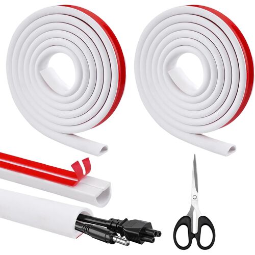 5M Type D Blanc 15 * 10mm Goulotte de Câble,Apportez Votre Propre Colle arrière Cache Cable TV Mura,Goulotte Electrique,Goulotte Cache Cable et Ciseaux