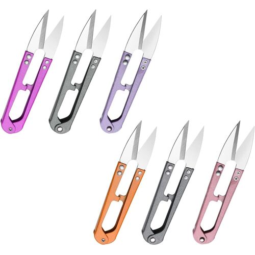 Kalanka-Lot De 6 Ciseaux De Couture En U - Mini Ciseaux De Couture Pour Point De Croix - Idéal Pour Le Couture, L'artisanat Et Le Bricolage (Couleur Aléatoire)
