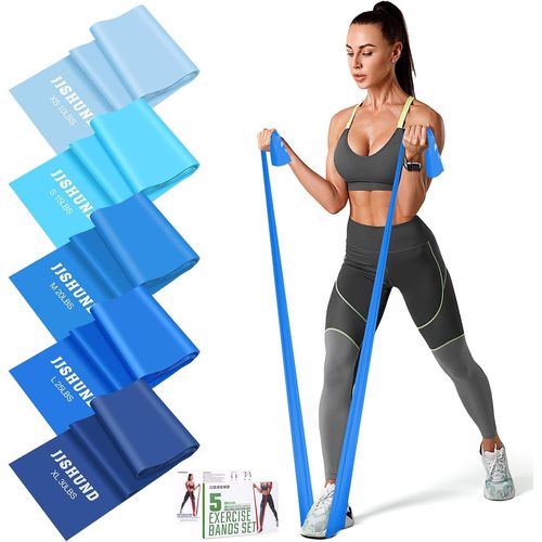 Sept-Lot De 5 Bandes De Résistance, Bandes Élastiques Professionnelles Pour Fitness, Yoga, Pilates, Étirement, Musculation, Entraînement Pour Homme Et Femme