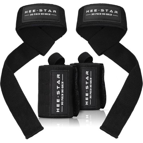 Bande Poignet + Sangle De Tirage Musculation-Ensemble No Pain No Gain Pour La Salle De Sport-Protege Poignet Et Lifting Straps-Accessoires Musculation
