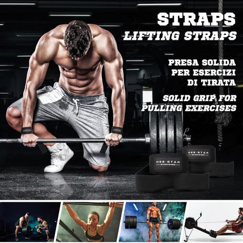 Asfasfq-Bande Poignet + Sangle De Tirage Musculation - Ensemble No Pain No Gain Pour La Salle De Sport - Protege Poignet Et Lifting Straps - Accessoires Musculation