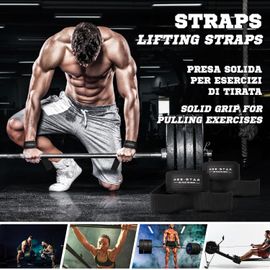 Asfasfq-Bande Poignet + Sangle De Tirage Musculation - Ensemble No Pain No Gain Pour La Salle De Sport - Protege Poignet Et Lifting Straps - Accessoires Musculation