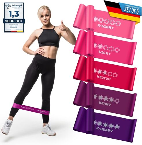 Bandes De Fitness 5 Pièces Bandes De Résistance En 5 Niveaux,Bandes De Gymnastique Set De 5 Pièces Pour Le Musclage,Le Yoga,Le Pilates & Le Work-Out ; Bande De Sport 100% Latex.[K1399]