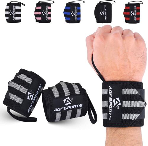 Bande Poignet Musculation (Paire)-Ipl Uspa Approuvé 45cm Protege Poignet Musculation Homme Et Femme-Sangle Poignet Musculation,Fitness Attelle Poignet Avec Boucle Pouce.[K402]