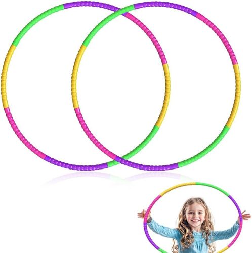 Hula Hoop Enfant,8 Sections,Diamètre De 66 Cm,Facile À Transporter,Design Pour Gymnastique,Fitness,Danse,Amovible Et Réglable,Pour Garçons Et Filles,Pour Débutants (4 Couleurs,2 Pièces)
