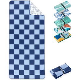 Serviette De Plage Microfibre Grande-Fine Et Légère-À Séchage Rapide-Drap De Piscine Xxl-Serviettes Anti-Sable 100% Recyclée-Checkerboard-200cm X 90cm