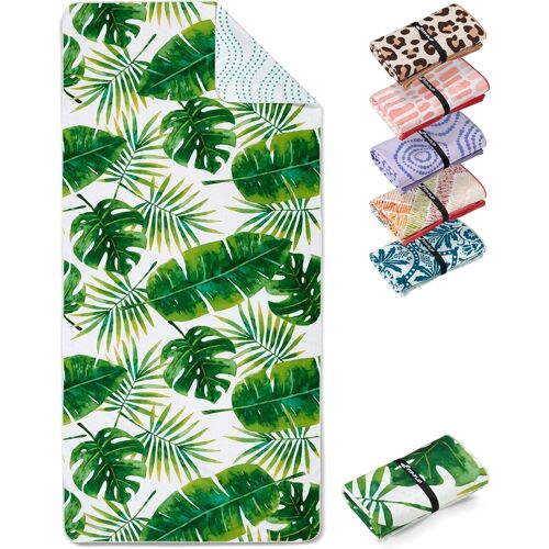 Serviette De Plage Microfibre Grande-Fine Et Légère-À Séchage Rapide-Drap De Piscine Xxl-Serviettes Anti-Sable 100% Recyclée-Tropic Leaves-160cm X 90cm