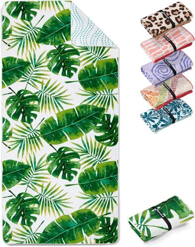Serviette De Plage Microfibre Grande-Fine Et Légère-À Séchage Rapide-Drap De Piscine Xxl-Serviettes Anti-Sable 100% Recyclée-Tropic Leaves-160cm X 90cm