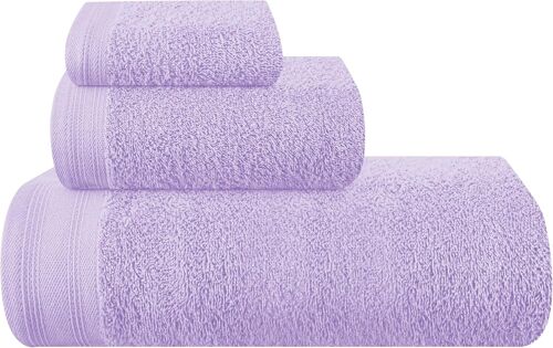 Lot De 3 Serviettes En Coton Ultra Doux Comprenant 1 Serviette De Bain 70 X 140 Cm,1 Serviette De Toilette 40 X 60 Cm Et Un Lit De Toilette 30 X 30 Cm,Violet Foncé