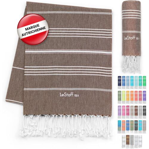 Serviette De Plage-100% Coton Bio,95 X 180 Cm,Prélavé,Absorbant,Séchage Rapide,Fouta Hammam,Serviette De Bain,Serviette De Voyage,Drap De Plage,Fouta De Sauna,Marron (Brown)