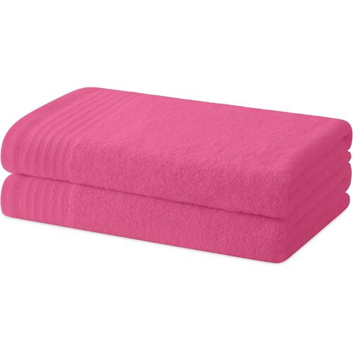 Lot De 2 Serviettes De Bain Ou De Douche-Ensemble De Serviettes-100% Coton-480g/M2-130x65 Cm-Rose