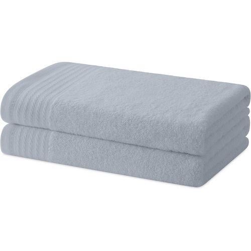 Lot De 2 Serviettes De Bain Ou De Douche-Ensemble De Serviettes-100% Coton-480g/M2-130x65 Cm-Gris