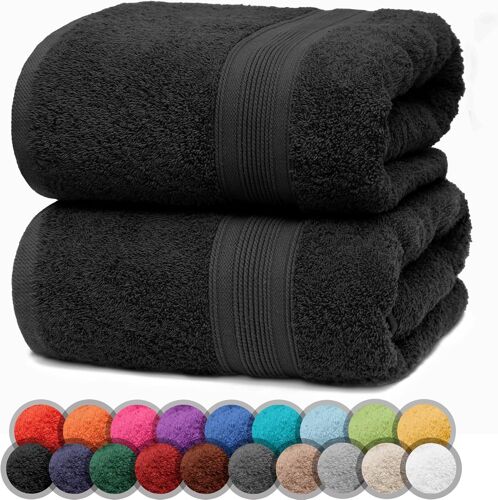 Lot De 2 Draps De Douche,70 X 140 Cm,Noir