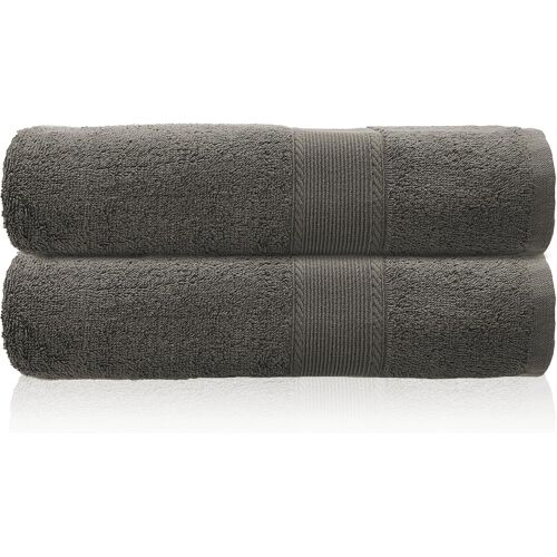 2 Draps De Bain Charcoal Extra Larges (100 X 150 Cm)-100% Coton,Très Absorbants,Séchage Rapide,Lourds,Idéal Pour Hôtel,Salle De Bains,Douche,Spa,Plage,Piscine Et Utilisation 