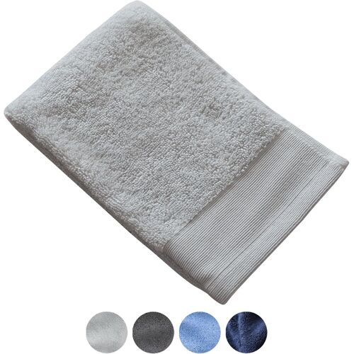 Serviette Invité En 100% Coton Bio,Gris Clair,Avec Boucle De Suspension,Certifiée Oeko-Tex Et Gots,Design Moderne Et Intemporel,30 X 50 Cm