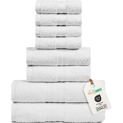 Kalanka-- Lot De 8 Serviettes De Toilette 40 X 75 Cm 100% Coton, Essuie Mains De Qualité Supérieure - Ultra Doux Et Très Absorbant(Blanc)